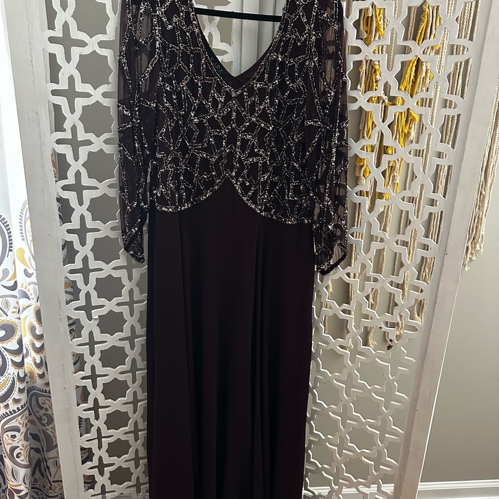 Black V-Neck Bishop Sleeve Cocktail Gown